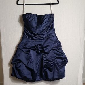 David's Bridal Midnight Blue Strapless Bubble Dress Size 8